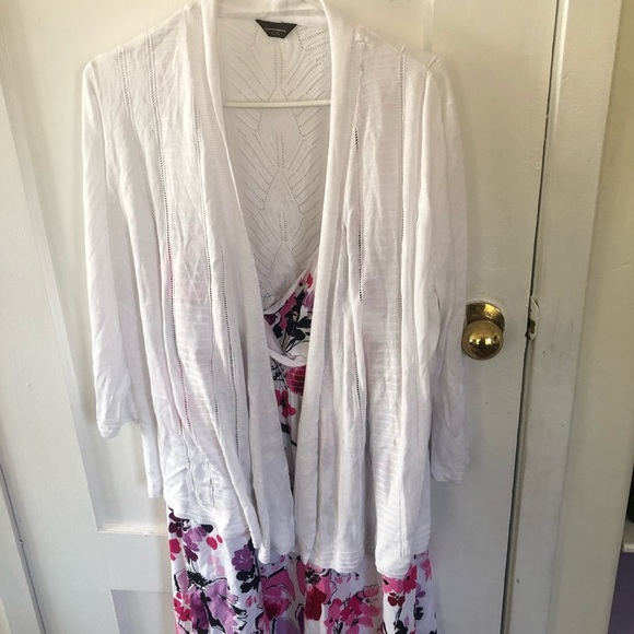 Denver Hayes White Knit Cardigan size medium exlarge. Light long sleeve sweater - Picture 1 of 7